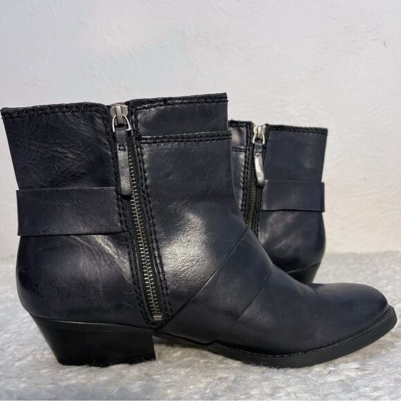 Nine West  Vasabady Black Leather Ankle Booties Vintage America Collection SZ 8 - Picture 3 of 11